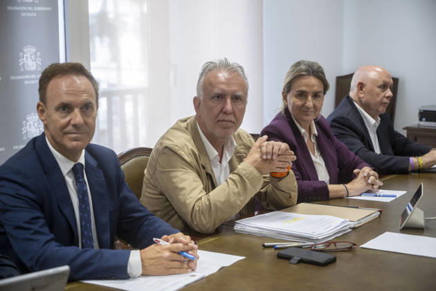 Ángel Víctor Torres chairs a meeting of the Situation Committee for the autonomous city of Ceuta. The Minister of Education, Vocational Training, and Sports, Milagros Tolón 2d, the Minister of Territorial Policy and Democratic Memory, Ángel Víctor Torres 2i, and the Government Delegate in Ceuta, David de la Encina i, during the meeting of the Situation Committee for the autonomous city at the Government Delegation on September 30, 2026, in Ceuta, Spain. Torres announced that the government will allocate 40.3 million to security and sanitation in Ceuta and that the space next to the prison will be designated as a new shelter facility. SEPTEMBER 30, 2026, Ceuta, Spain  Copyright: xMarcosxMorenox 7811054