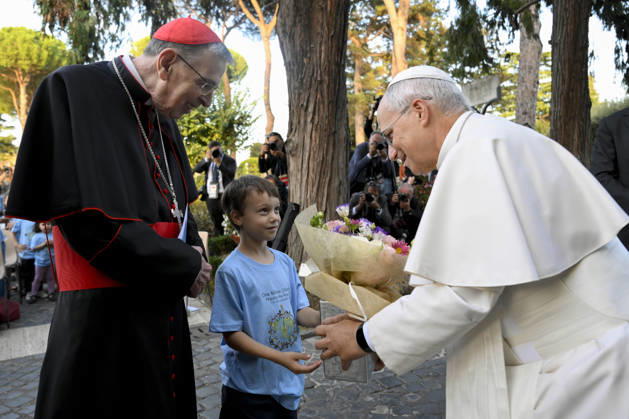 IPA89187803 - Italy, Rome, Vatican, October 1, 2026: Pope Leo XIV reacts as he attends the One Million Children Praying the Rosary event at the Lourdes Grotto in the Vatican Gardens. Photograph by VATICAN MEDIA Catholic Press Photo  Copyright: xVATICANxMEDIA xxCatholicxPressxPhotox xx IPA89187803