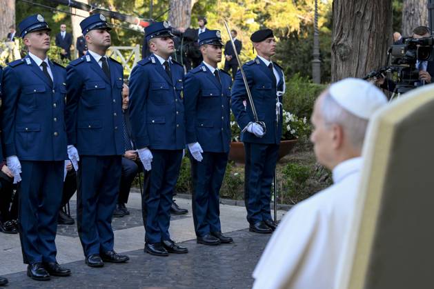 IPA89265427 - Italy, Rome, Vatican, October 3, 2026 Pope Leo XIV Pope Leo XIV celebrating Holy Mass for the Gendarmerie Corps in the Vatican Gardens, Vatican. Photo by VATICAN MEDIA Catholic Press Photo Copyright: xVATICANxMEDIA xCatholicxPressxPhotox xx IPA89265427