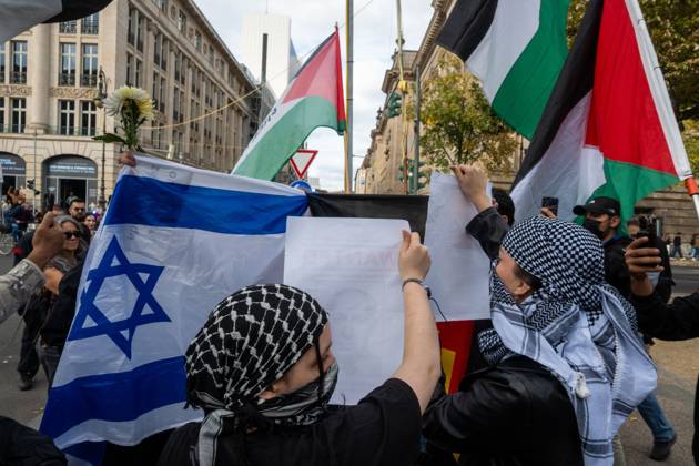 October 3, 2026, Berlin, Germany: BERLIN, GERMANY Ã¢â‚¬ OCTOBER 3, 2026: Thousands of people took part in a peace demonstration in central Berlin on German Unity Day. A coalition of peace initiatives, trade unions, and political and civil-society groups organized the protest. The demonstrators focused on military rearmament, the possible reintroduction of conscription, and GermanyÃ¢â‚¬â ¢s military policy. The march began at the Brandenburg Gate and continued through the government district before concluding with a rally. The demonstration brought together participants expressing opposition to GermanyÃ¢â‚¬â ¢s current and proposed military policies on a national public holiday. Berlin Germany - ZUMAq101 20261003_zna_q101_092 Copyright: xJessxFlomx