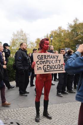 October 3, 2026, Berlin, Berlin, Germany: BERLIN, GERMANY, OCTOBER 3, 2026: Thousands of demonstrators march through central Berlin during a protest against Germany s military buildup, increased defense spending and the possible reintroduction of compulsory military service. Protesters called for greater investment in healthcare, housing, education and other social services instead of military spending, while participants also demonstrated against German arms deliveries and support for Israel amid the war in Gaza. The march began at the Brandenburg Gate and continued through central Berlin before returning to the area. Berlin Germany - ZUMAq101 20261003_zna_q101_223 Copyright: xZairaxBiaginix