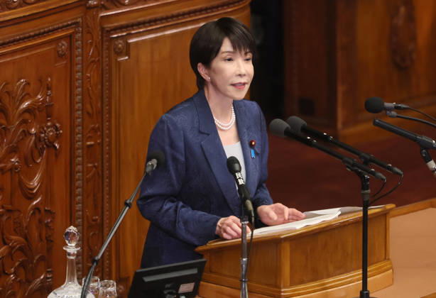 October 5, 2026, Tokyo, Japan - Japanese Prime Minister Sanae Takaichi delivers her policy speech at Lower House s plenary session at the National Diet in Tokyo on Monday, October 5, 2026. The 69-day extraordinary Diet session will convene through December 12. (photo by Yoshio Tsunoda AFLO) aflo_353477577