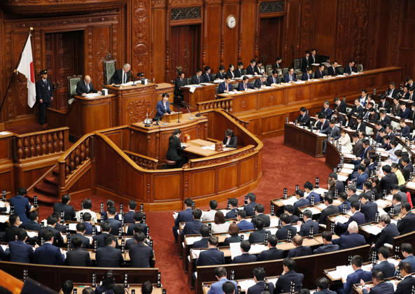 October 5, 2026, Tokyo, Japan - Japanese Prime Minister Sanae Takaichi delivers her policy speech at Lower House s plenary session at the National Diet in Tokyo on Monday, October 5, 2026. The 69-day extraordinary Diet session will convene through December 12. (photo by Yoshio Tsunoda AFLO) aflo_353477591