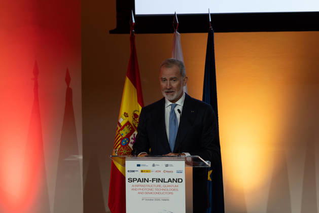 October 6, 2026, Helsinki, Uusimaa, Finland: King FELIPE VI of Spain delivers a speech at a Finnish-Spanish business seminar during his state visit to Finland. The seminar brings together companies working in artificial intelligence, semiconductor and quantum technologies. Helsinki Finland - ZUMAt172 20261006_zip_t172_063 Copyright: xJosexTabaresx