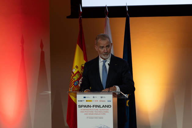 October 6, 2026, Helsinki, Uusimaa, Finland: King FELIPE VI of Spain delivers a speech at a Finnish-Spanish business seminar during his state visit to Finland. The seminar brings together companies working in artificial intelligence, semiconductor and quantum technologies. Helsinki Finland - ZUMAt172 20261006_zip_t172_062 Copyright: xJosexTabaresx