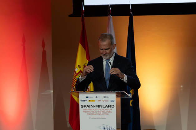 October 6, 2026, Helsinki, Uusimaa, Finland: King FELIPE VI of Spain delivers a speech at a Finnish-Spanish business seminar during his state visit to Finland. The seminar brings together companies working in artificial intelligence, semiconductor and quantum technologies. Helsinki Finland - ZUMAt172 20261006_zip_t172_069 Copyright: xJosexTabaresx
