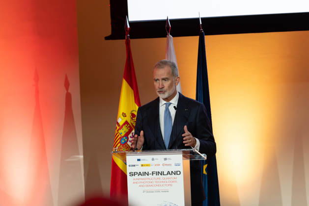 October 6, 2026, Helsinki, Uusimaa, Finland: King FELIPE VI of Spain delivers a speech at a Finnish-Spanish business seminar during his state visit to Finland. The seminar brings together companies working in artificial intelligence, semiconductor and quantum technologies. Helsinki Finland - ZUMAt172 20261006_zip_t172_070 Copyright: xJosexTabaresx