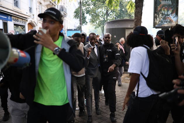 Student Demonstration - Paris Saint Denis Mayor Bally Bagayoko during the Clashes on the sidelines of the students protest against the current state of public education, once again, on October 6, 2026, in Paris, France. They demand more resources for the national education system, and raise against the far right party - le Rassemblement National. Photo by Raphael Lafargue ABACAPRESS.COM Paris France Copyright: xLafarguexRaphael ABACAx