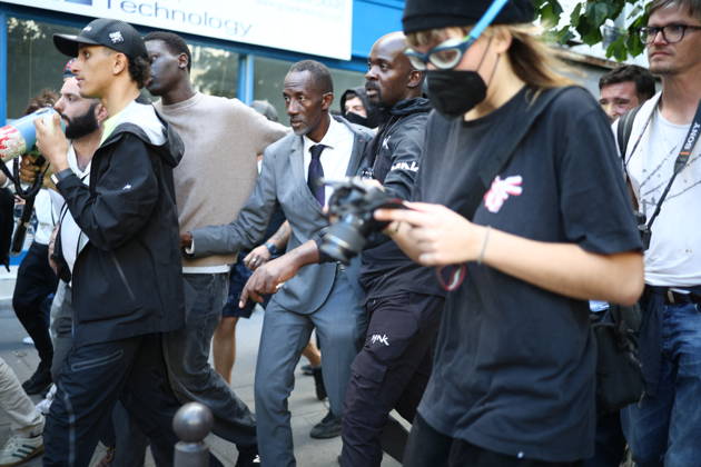 Student Demonstration - Paris Saint Denis Mayor Bally Bagayoko during the Clashes on the sidelines of the students protest against the current state of public education, once again, on October 6, 2026, in Paris, France. They demand more resources for the national education system, and raise against the far right party - le Rassemblement National. Photo by Raphael Lafargue ABACAPRESS.COM Paris France  Copyright: xLafarguexRaphael ABACAx