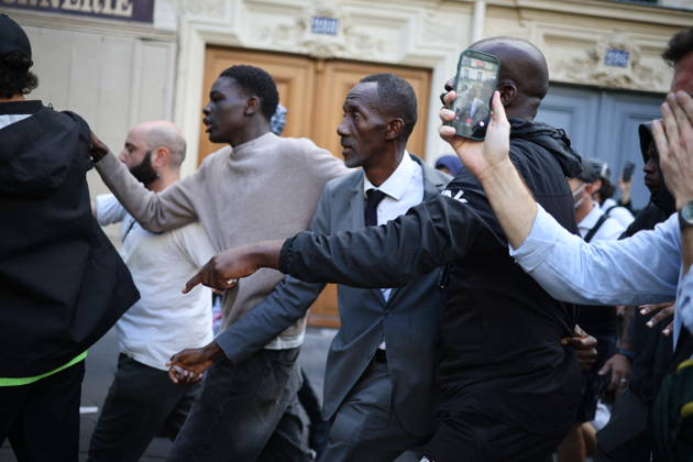 Student Demonstration - Paris Saint Denis Mayor Bally Bagayoko during the Clashes on the sidelines of the students protest against the current state of public education, once again, on October 6, 2026, in Paris, France. They demand more resources for the national education system, and raise against the far right party - le Rassemblement National. Photo by Raphael Lafargue ABACAPRESS.COM Paris France  Copyright: xLafarguexRaphael ABACAx