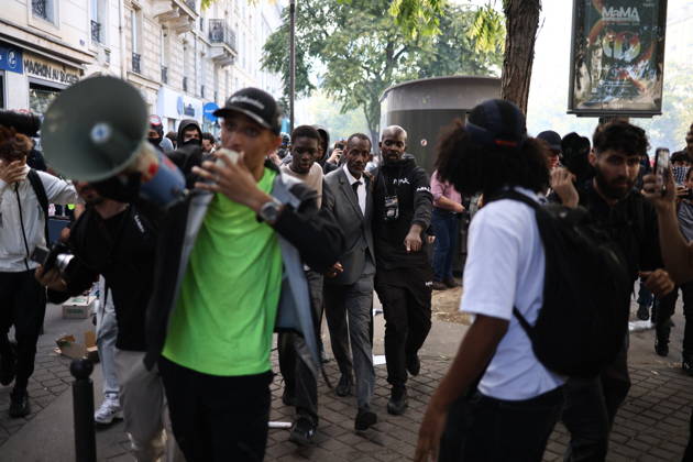 Student Demonstration - Paris Saint Denis Mayor Bally Bagayoko during the Clashes on the sidelines of the students protest against the current state of public education, once again, on October 6, 2026, in Paris, France. They demand more resources for the national education system, and raise against the far right party - le Rassemblement National. Photo by Raphael Lafargue ABACAPRESS.COM Paris France  Copyright: xLafarguexRaphael ABACAx