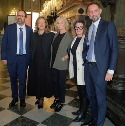 IPA89372968 - Turin, Royal Museums of Turin: Presentation of the exhibition STILL IMAGE. Photographs by Jessica Lange. Pictured here with her on the right are Paola D’Agostino, General Director of the Royal Museums of Turin; Anne Morin, curator of the exhibition; and Edoardo Accattino, CEO of Ares, Copyright: xCOSTANTINOxSERGIx xCOSTANTINOxSERGIx IPA89372968