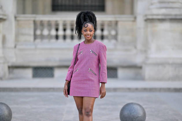 PFW Louis Vuitton Outside Arrivals Thuso Mbedu arriving at Louis Vuitton show during Paris Fashion Week, in Paris, France on 6 October 2026. Photo by Julien Reynaud APS-Medias ABACAPRESS.COM Paris France  Copyright: xReynaudxJulien APS-Medias ABACAx