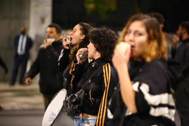 October 6, 2026, Athens, Attica, GREECE: Protesters chant through megaphones during an anti-war demonstration opposing the visit of US Secretary of State MARCO RUBIO. Athens GREECE - ZUMAx103 20261006_zip_x103_024 Copyright: xHarrisxXanthopoulosx