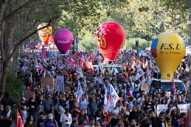 Student Demonstration - Paris RL General view of protesters during a demonstration as part of a nationwide day of actions called by high-school students, joined by unions and teachers, who for days have been demanding better learning conditions in protests punctuated by violent confrontations in Paris on October 6, 2026. Photo by Raphael Lafargue ABACAPRESS.COM Paris France Copyright: xLafarguexRaphael ABACAx