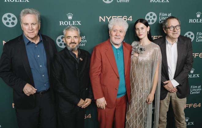 October 6, 2026, Brooklyn, Ny, United States: Tom Bernard, Daniel Battsek, Pedro Almodovar, Milena Smit and Michael Barker attend the 64th New York Film Festival Pedro Almodovarâ€⠢s Bitter Christmas U.S. Premiere. Held at Alice Tully Hall at Lincoln Center in New York. Dinara Khairova Zuma Press. October 6, 2026. Brooklyn United States - ZUMAp281 20261006_zea_p281_002 Copyright: xPhotoxImagexPressx
