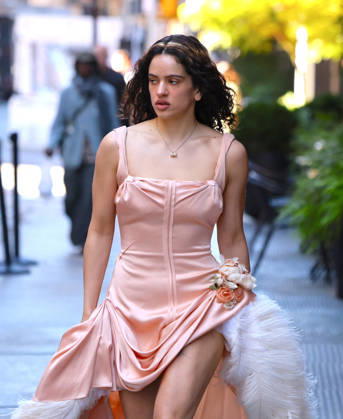 Rosalia Leaves Her Hotel - NYC Spanish Singer Rosalia with a nice pink dress leaves her hotel in New York on October 6, 2026. Photp by Dylan Travis ABACAPRESS.COM New York City NY United States Copyright: xDylanxTravis ABACAx