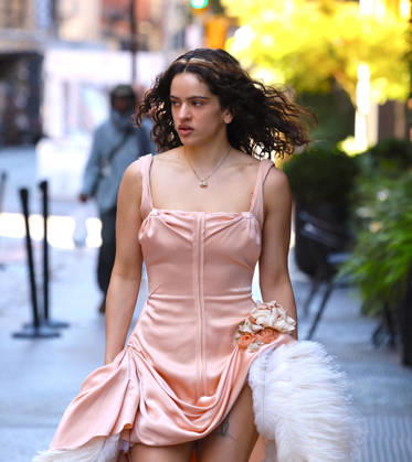 Rosalia Leaves Her Hotel - NYC Spanish Singer Rosalia with a nice pink dress leaves her hotel in New York on October 6, 2026. Photp by Dylan Travis ABACAPRESS.COM New York City NY United States Copyright: xDylanxTravis ABACAx