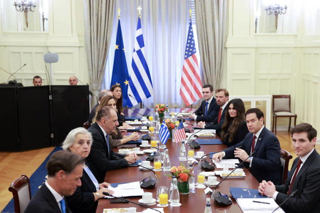 Greek Foreign Minister Giorgos Gerapetritis meets US Secretary of State Marco Rubio in Athens ATHENS, GREECE - OCTOBER 7: Greek Foreign Minister Giorgos Gerapetritis meets with US Secretary of State Marco Rubio at the Ministry of Foreign Affairs in Athens, Greece on October 7, 2026. Costas Baltas Anadolu Athens Greece. Editorial use only. Please get in touch for any other usage. Copyright: x2026xAnadoluxCostasxBaltasx