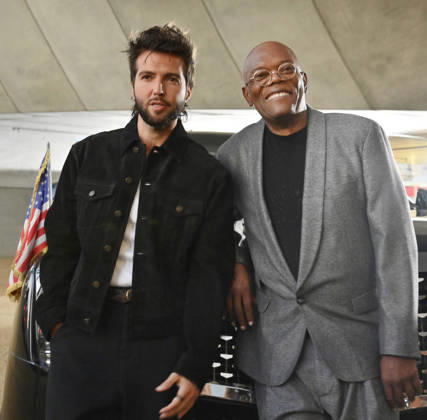 Cast members Guy Burnet (L) and Samuel L. Jackson attend the premiere of the motion picture thriller The Beast at the Academy museum of Motion Pictures in Los Angeles on Tuesday, October 10, 2026. Storyline: When a militia of unidentified hostiles coordinates a coup against the U.S., the president uncovers the extent of The Beast s highly classified offensive capabilities in order to save his life and America.  LAP20261006828 JIMxRUYMEN