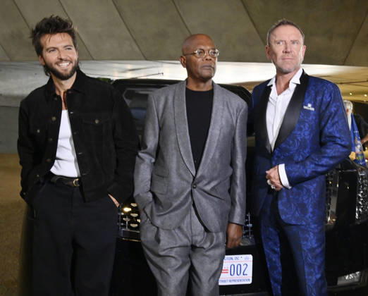 Cast members Guy Burnet, Samuel L. Jackson and director Renny Harlin (L-R) attend the premiere of the motion picture thriller The Beast at the Academy museum of Motion Pictures in Los Angeles on Tuesday, October 10, 2026. Storyline: When a militia of unidentified hostiles coordinates a coup against the U.S., the president uncovers the extent of The Beast s highly classified offensive capabilities in order to save his life and America. LAP20261006836 JIMxRUYMEN