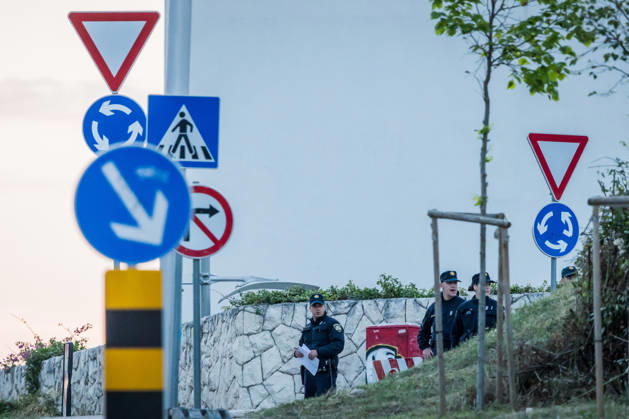 EU MED9 Summit Security personel on guard around Radisson Blu Resort & Spa during EU MED9 summit in Split, Croatia on October 7, 2027. ZvonimirxBarisin PIXSELL