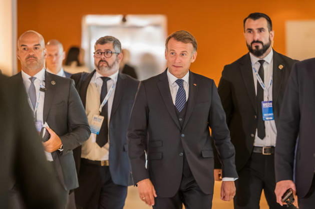 EU MED9 Bilateral meet Plenkovic - Macron Croatian Prime Minister Andrej Plenkovic meets French President Emmanuel Macron during bilateral meetings on the sidelines of the EU MED9 summit in Split, Croatia on October 7, 2027. ZvonimirxBarisin PIXSELL