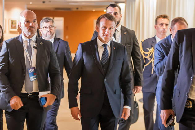 EU MED9 Bilateral meet Plenkovic - Macron Croatian Prime Minister Andrej Plenkovic meets French President Emmanuel Macron during bilateral meetings on the sidelines of the EU MED9 summit in Split, Croatia on October 7, 2027. ZvonimirxBarisin PIXSELL
