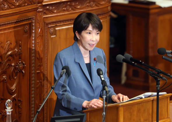 October 7, 2026, Tokyo, Japan - Japanese Prime Minister Sanae Takaichi answers a question at Lower House s plenary session at the National Diet in Tokyo on Wednesday, October 7, 2026. (photo by Yoshio Tsunoda AFLO) aflo_354016939