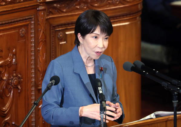 October 7, 2026, Tokyo, Japan - Japanese Prime Minister Sanae Takaichi answers a question at Lower House s plenary session at the National Diet in Tokyo on wednesday, October 7, 2026. (photo by Yoshio Tsunoda AFLO) aflo_354016941