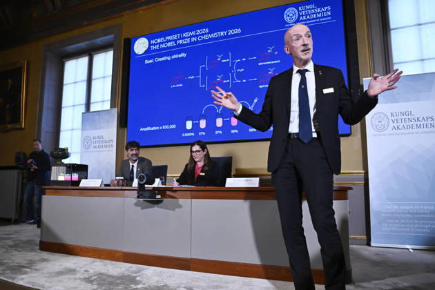 Henri Kagan and Kenso Soai are awarded the 2026 Nobel Prize in Chemistry during a press conference at the Royal Swedish Academy of Sciences in Stockholm, Sweden, on October 7, 2026 STOCKHOLM SWEDEN x10080x Copyright: xFredrikxSandberg TTx SWEDEN NOBEL PRIZE 2026 CHEMISTRY xcmt5KfAOJo