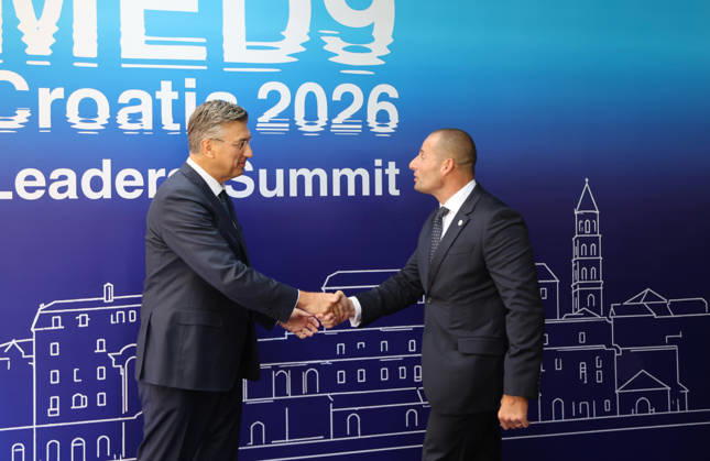 EU MED9 Prime Minister of Croatia Andrej Plenkovic welcomes Prime Minister of Malta Robert Abela for EU MED9 summit at Split, Croatia on October 7, 2026. Photo  IvoxCagalj PIXSELL