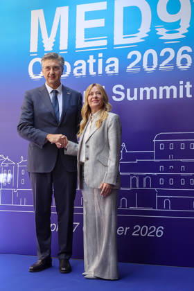 EU MED9 Prime Minister of Croatia Andrej Plenkovic welcomes Prime Minister of Italy Giorgia Meloni for EU MED9 summit at Split, Croatia on October 7, 2026. IvanaxIvanovic PIXSELL