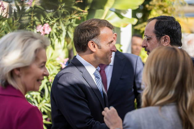 EU MED9 Prime Minister of Croatia Andrej Plenkovic welcomes President of France Emmanuel Macron for EU MED9 summit at Split, Croatia on October 7, 2026. ZvonimirxBarisin PIXSELL