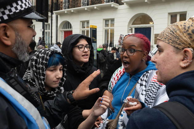 Pro-Palestinian protesters march In London LONDON, UNITED KINGDOM - OCTOBER 7: Pro-Palestinian demonstrators and students take part in a protest on the third anniversary of the October 7, 2023 attacks on Gaza in London, United Kingdom, on October 7, 2026. Protestors called for an end to Israeli military operations in Gaza and expressed solidarity with the Palestinian people. Thomas Krych Anadolu London United Kingdom. Editorial use only. Please get in touch for any other usage. Copyright: x2026xAnadoluxThomasxKrychx