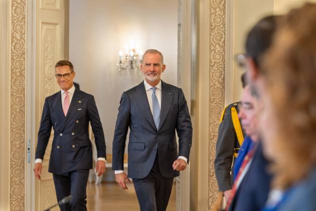 October 6, 2026, Helsinki, Uusimaa, Finland: KING FELIPE VI of Spain, right, and President ALEXANDER STUBB of Finland stand together at the Presidential Palace in Helsinki on October 6, 2026. King Felipe VI and Queen Letizia of Spain are undertaking a state visit to Finland from October 6-7, 2026. Helsinki Finland - ZUMAt172 20261006_zip_t172_102 Copyright: xJosexTabaresx