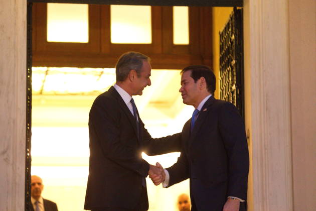 October 7, 2026, Athens, Greece: U.S. Secretary of State Marco Rubio meets with Greek Prime Minister Kyriakos Mitsotakis at the Maximos Mansion in Athens on Wednesday, October 7, 2026, during Rubioâ€⠢s official visit to Greece for the sixth Greeceâ€U.S. Strategic Dialogue. The meeting focuses on bilateral relations, defense and regional security, energy cooperation and wider developments in the Eastern Mediterranean. Athens Greece - ZUMAv62_ 20261007_zaf_v62_002 Copyright: xAristidisxVafeiadakisx