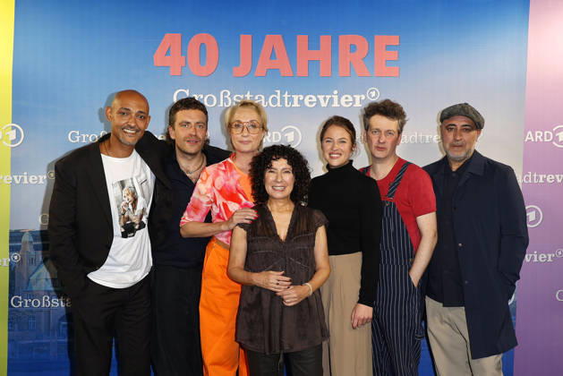 Patrick Abozen, Enrique Fiss, Saskia Fischer, Maria Ketikidou, Sinha Melina Gierke, Sven Fricke and Oezguer Karadeniz attend the photo call for the 40th anniversary of the series *Großstadtrevier* on October 7, 2026 at the Astor Film Lounge in Hamburg, Germany 40th anniversary *Großstadtrevier* photo call in Hamburg, Germany