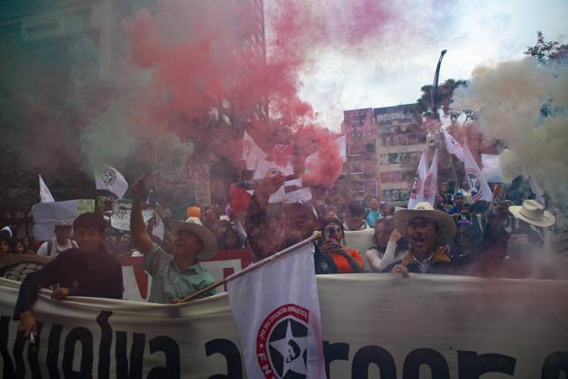 October 7, 2026: TO-45388 & x2013; Mexico City, October 7, 2026: Hundreds of students from the Rafael Ram& xed;rez National Federation of Revolutionary Students are protesting against the genocide in Palestine at the former U.S. Embassy site in Mexico City, where they smashed pi& xf1;atas bearing the likenesses of Donald Trump and Benjamin Netanyahu. Photo: Ian Robles .com.mx - ZUMAcs4_ 20261007_faa_cs4_187 Copyright: xClasosx