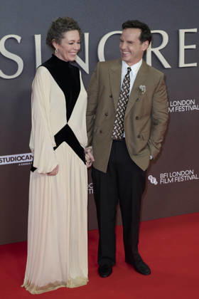 Olivia Colman and Andrew Scott pictured attending the BFI London Film Festival Opening Gala - Elsinore at the BFI Southbank Royal Festival Hall Featuring: Olivia Colman and Andrew Scott Where: London, United Kingdom When: 07 Oct 2026 Credit: Alan West Cover Images EDITORIAL USE ONLY. NOT FOR USE BY NEWSPAPERS BASED IN THE UK. Copyright: xx coverimg56078853