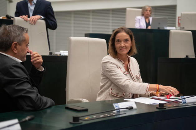 The Madrid City Council holds a special plenary session to approve two plans to increase housing. The PSOE spokesperson on the City Council, Reyes Maroto, during a special plenary session at the Palacio de Cibeles on October 8, 2026, in Madrid, Spain. The Madrid City Council is holding a special plenary session to give the green light to two special plans initially approved by the Governing Board, which will allow for the establishment of any type of lodging—including aparthotels, flex living, guesthouses, or lodging facilities on more than 240 industrial-use lots spread across eight districts of the capital, and the one that amends municipal regulations to allow for the development of affordable rental housing not only on plots zoned for Copyright: xFernandoxSanchezx 7827612