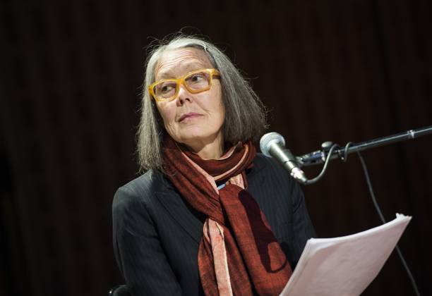 Canadian poet Anne Carson performs her work *Antigonick* at the Moderna Museet art gallery in Stockholm, Sweden, on May 8, 2015 STOCKHOLM SWEDEN ACE x10050x Copyright: xPontusxLundahl TTx ANNE CARSON G1vGiG_z3P0