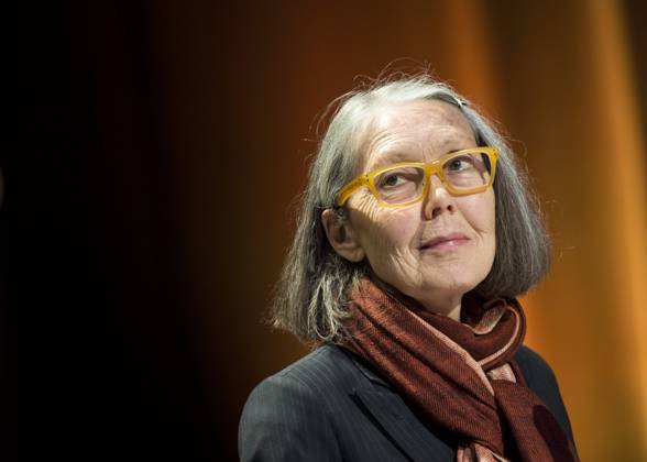 Canadian poet Anne Carson performs her work *Antigonick* at the Moderna Museet art gallery in Stockholm, Sweden, on May 8, 2015 STOCKHOLM SWEDEN ACE x10050x Copyright: xPontusxLundahl TTx ANNE CARSON n9vXldPFgR0