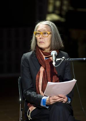 Canadian poet Anne Carson performs her work *Antigonick* at the Moderna Museet art gallery in Stockholm, Sweden, on May 8, 2015 STOCKHOLM SWEDEN ACE x10050x Copyright: xPontusxLundahl TTx ANNE CARSON wgT-QjC2iqA