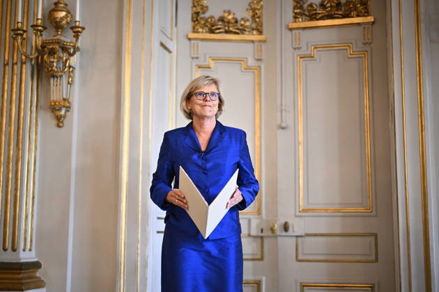 Ingrid Carlberg, Permanent Secretary of the Swedish Academy, announces that Canadian author Anne Carson has been awarded the 2026 Nobel Prize in Literature at Börshuset in Stockholm, Sweden, on October 8, 2026. STOCKHOLM, SWEDEN x10430x Copyright: xChristinexOlsson TTx NOBEL PRIZE IN LITERATURE 2026 JMBTr-ySQWs