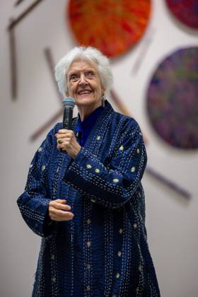 Exhibition Au Dela by Sheila Hicks PHOTOPQR VOIX DU NORD FLORENT MOREAU October 8, 2026, Lille October 8, 2026, Artist Sheila Hicks at the Palais des Beaux-Arts, where she is presenting her exhibition Beyond PHOTO FLORENT MOREAU LA VOIX DU NORD LILLE, FRANCE, OCTOBER 8, 2026 Sheila Hicks – Beyond exhibition at the Palais des Beaux Arts in Lille The internationally renowned American artist presents a new installation in the museum’s atrium, exploring textile fiber through monumental works created especially for the space HAUTS-DE-FRANCE, France Copyright: xPHOTOPQR VOIXxDUxNORD MAXPPPxFLORENTxMOREAUx 20261008VDN9619 20261008VDN9619