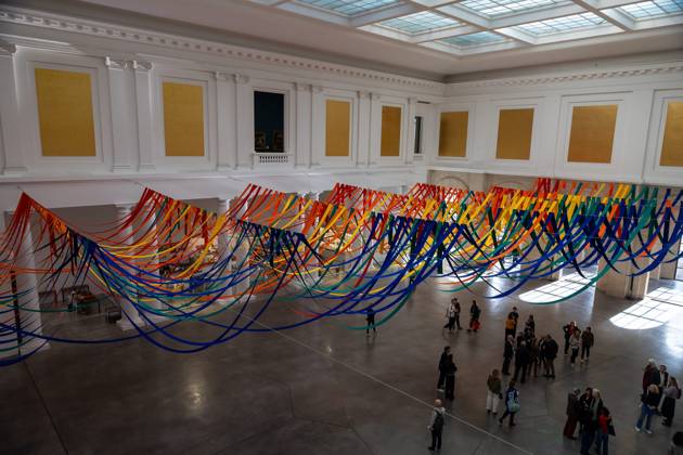 Exhibition Au dela by Sheila Hicks PHOTOPQR VOIX DU NORD FLORENT MOREAU October 8, 2026 LILLE October 8, 2026 The exhibition Au dela by artist Sheila Hicks, is on view at the Palais des Beaux-Arts PHOTO FLORENT MOREAU LA VOIX DU NORD LILLE, FRANCE, OCTOBER 8, 2026 Sheila Hicks – Beyond exhibition at the Palais des Beaux Arts in Lille The internationally renowned American artist presents a new installation in the museum’s atrium, exploring textile fiber through monumental works created especially for the space HAUTS-DE-FRANCE France Copyright: xPHOTOPQR VOIXxDUxNORD MAXPPPxFLORENTxMOREAUx 20261008VDN9622 20261008VDN9622