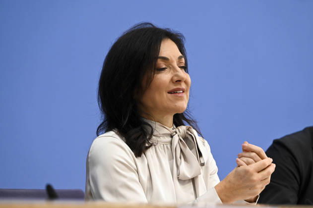ABB BPK- Bundesministerin fuer Wirtschaft und Energie Katherina Reiche Vorstellung der Herbstprojektion 2026 der Bundesregierung auf der BPK Bundespressekonferenz in Berlin am 08.10.2026 Berlin Deutschland