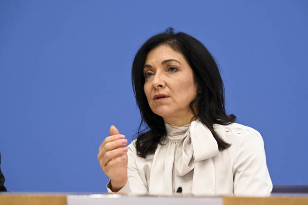 ABB BPK- Bundesministerin fuer Wirtschaft und Energie Katherina Reiche Vorstellung der Herbstprojektion 2026 der Bundesregierung auf der BPK Bundespressekonferenz in Berlin am 08.10.2026 Berlin Deutschland