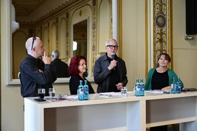 Stefan Hippler, Viola Klein, Joachim Klement und Sabine Mutschke beim Pressegespräch und Präsentation des 16. HOPE-Award zur 18. HOPE-Gala Dresden im Schauspielhaus Dresden. Dresden, 08.10.2026 Copyright: xMatthiasxWehnertx